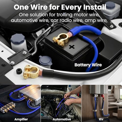 GEARit 4 Gauge Wire (50ft Each - Black/Blue Translucent) Copper Clad Aluminum CCA - Primary Automotive Wire Power/Ground, Battery Cable, Car Audio Speaker, RV Trailer, Amp, Electrical 4ga AWG 50 Feet - color: 4 Gauge Wire, size: Black/Blue - 50ft Each