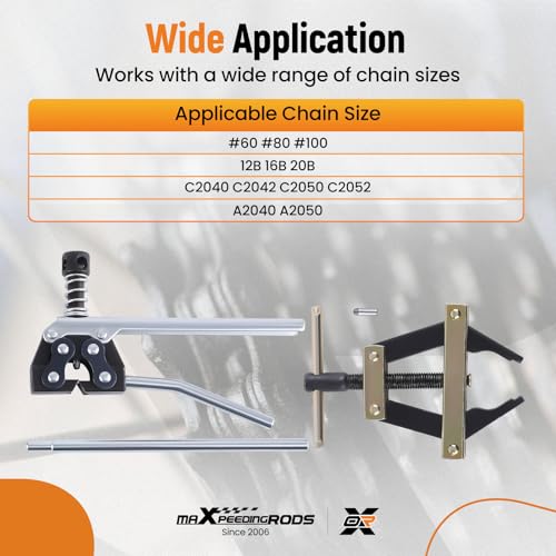 maXpeedingrods Roller Chain Tools Kit for #60#80#100 Roller Chain, with Roller Chain Connecting Holder Puller & Chain Detacher Breaker Cutter Repair Tool for Motorcycle Bicycle Go Kart ATV Chains