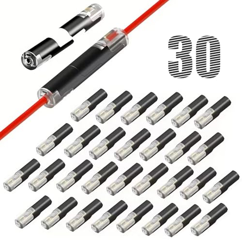 30pcs Pluggable LED Wire Connectors, 1-Pin 1-Way Universal Quick Splice Terminals, Single-Line Interlocking Detachable LED Connectors,Featuring Quick-Connect Terminals Suitable for AWG 20-24 - color: Black-1PIN 30Pcs