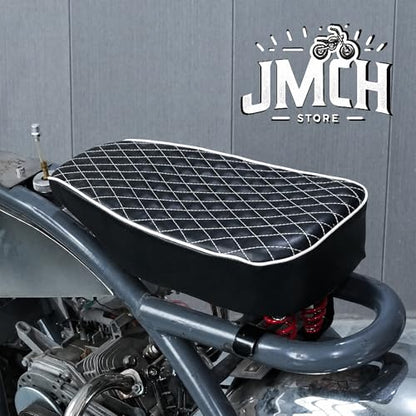 JMCHstore White Diamond Stitch Retro Upgraded 17'' Seat Cover for Coleman BT200X Mini Bike 196cc, Hisun 200-7 for Viper 200cc Trail Bike Cushion Replacement Parts - color: White Stitch