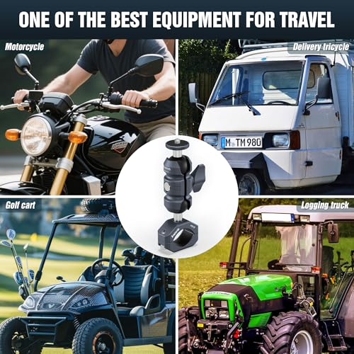 Sport Camera Holder with 1/4" Thread Ball Adapter, Install 22-32mm Diameter Round Bars, 25mm Ball, Aluminum, U-Bolt Base for ATV/Scooter Handlebar (KCB-2) - color: KCB-2 Suitable for 0.85“ to 1.14” rails