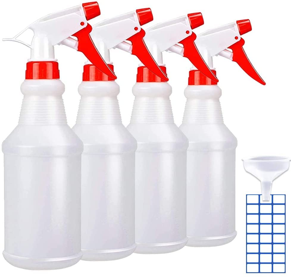 JohnBee Empty Spray Bottles (16oz/4Pack) - Adjustable Spray Bottles for Cleaning Solutions - No Leak and Clog - HDPE spray bottle For Plants, Pet, Vinegar, BBQ, and Rubbing Alcohol. - size: 16 oz/4 pack