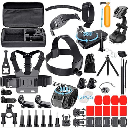 Reflex Camera 59-in-1 Action Camera Accessories Kit Compatible with GoPro Hero 13, 9-12, DJI Osmo Action 2, 3, 4, Pro 5, Insta360 Ace Pro/Ace Pro 2 Akaso and Other Sports Cameras & Durable Case - size: 59-in-1-Kit