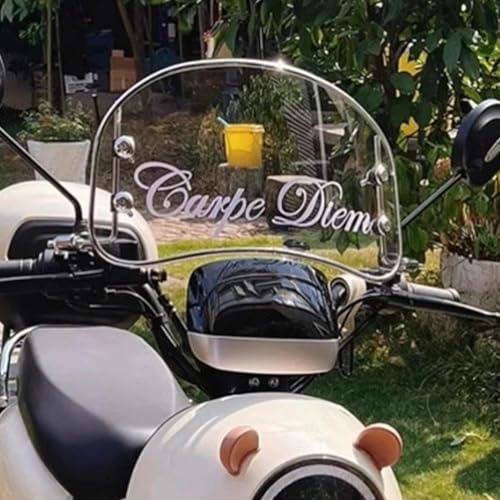 Motorcycle Windshield, Retro Front Wind Deflector, Multi-Purpose Motorcycle Windshield Screens, Clear Motorcycle Windscreen Extension Spoiler for Most Motorcycle, Electric Car, Scooter