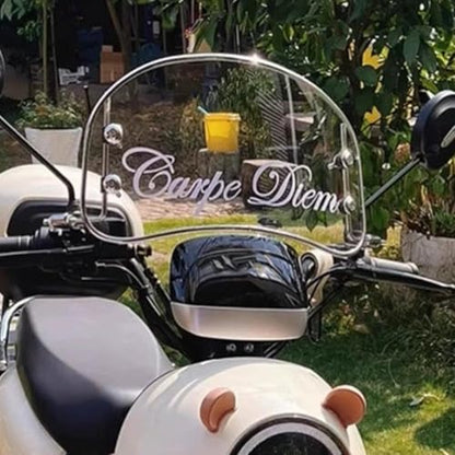 Motorcycle Windshield, Retro Front Wind Deflector, Multi-Purpose Motorcycle Windshield Screens, Clear Motorcycle Windscreen Extension Spoiler for Most Motorcycle, Electric Car, Scooter