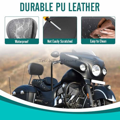 Rear Sissy Bar Detachable Passenger Backrest Pad w/Quick Release Spool Mounting Kit Fits for Indian Roadmaster Challenger Pursuit Chieftain Springfield Vintage 2014-2026,Black