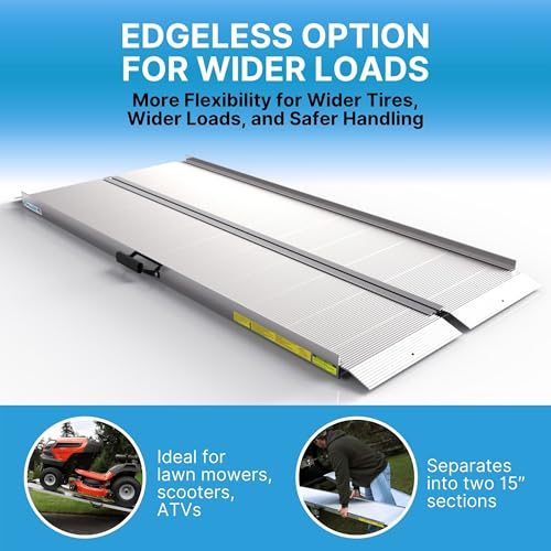 EZ-ACCESS TRAVERSE Aluminum Singlefold Folding Ramp, Portable Loading Ramps for Wheelchairs, Motorcycles, Lawn Tractors & ATVs, Heavy Duty Aluminum Folding Ramps with Carrying Handles (Silver, 6 Foot) - size: 6 Foot, style: Singlefold