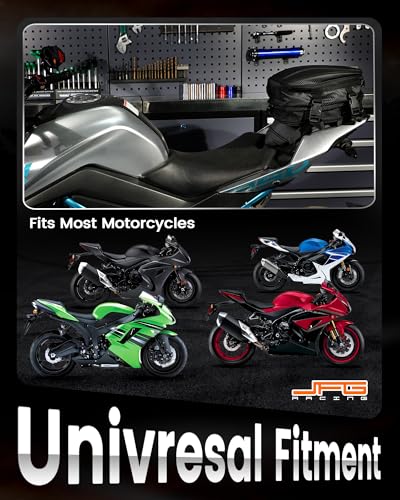 JFG RACING Motorcycle Tail Bag,12L Dual Use Seat Helmet Bag Backpack Universal for Motorcycle Motorbike Street Dirt Bike Accessories