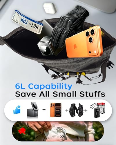 Waterproof Motorcycle Crash Bar Bag 6L, Motorcycle Tail Bag Luggage with Shoulder Straps, Dry Bag Saddle Bag Used in Saddle Rack Rear Fender for Travel & Adventure (Carbon Fiber Pattern) - color: Carbon Fiber Pattern
