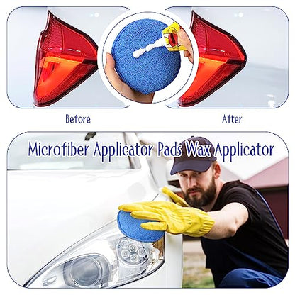 Tanlade 50 Pcs Car Detailing Microfiber Applicator Pad Wax Applicator Wash Microfiber Pads, 5 Inch Diameter (Blue) - color: Blue