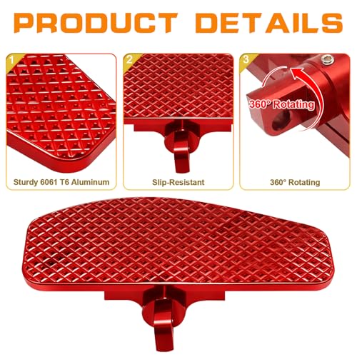 Red Rear Diamond Passenger Foot Pegs Mini Foorests for Harley Touring Road Glide Road King Electra Glide Street Glide Softail Slims, Fat Boy, Street Bob, Low Rider ST, Breakout & Dyna - color: Passenger Floor Board-Red
