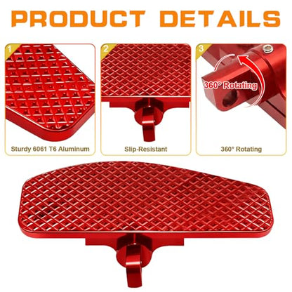 Red Rear Diamond Passenger Foot Pegs Mini Foorests for Harley Touring Road Glide Road King Electra Glide Street Glide Softail Slims, Fat Boy, Street Bob, Low Rider ST, Breakout & Dyna - color: Passenger Floor Board-Red