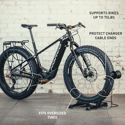 FEEDBACK SPORTS | Rakk 2.0 E-Bike Storage Rack | Freestanding Floor Electric Bike Stand | with Magnetic Cord Organizer - style: Rakk 2.0 E-bike Storage Rack