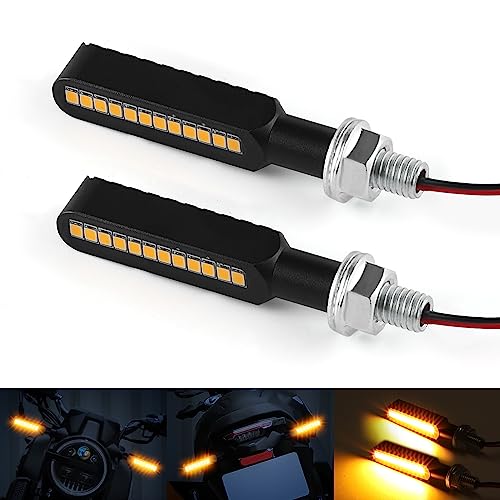 iFunyLED 2PCS Flowing LED Motorcycle Turn Signal Lights, Aluminum Alloy 12V Super Bright Motorbike Front Rear Blinkers Indicators Fit for Harley Honda KTM Kawasaki Suzuki Yamaha - Amber - color: Amber