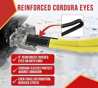 Mytee Products 2" X 20' Heavy Duty Recovery Tow Strap 16000 LB Break Strength Towing - size: 1 - Pack