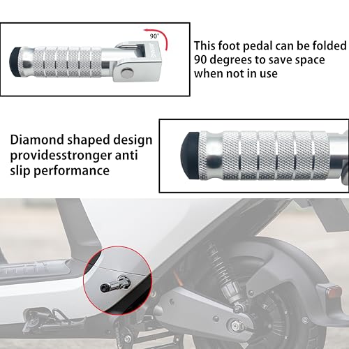 Universal Motorcycle Bicycle Folding Passenger Foot Pegs M8 Rearsets Rear Set Footrests Footpeg Foot Rest Peg Pedals For Bike Install Hole 8mm (Silver) - color: Silver