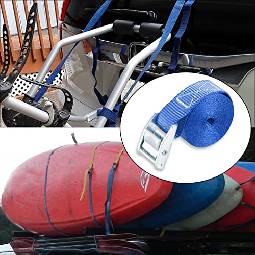 Cartman 1" x 12' Lashing Straps Cargo Tie-Down Strap Up to 600lbs, 6pk in Carry Bag, Blue - color: Blue, size: 6 PK