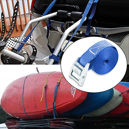 Cartman 1" x 12' Lashing Straps Cargo Tie-Down Strap Up to 600lbs, 8pk in Carry Bag, Blue - color: Blue, size: 8 PK