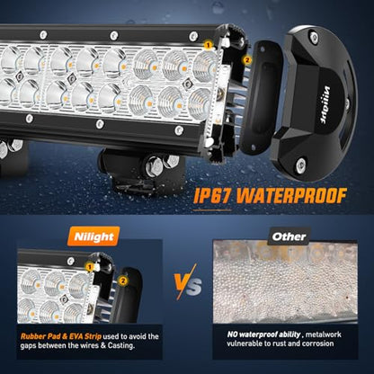 Nilight LED Light Bar 12 Inch 72W Spot Flood Combo Amber Beam Off Road Lamp Fishing Hunting Emergency Deck Work Lighting for Trucks UTV Pick-up Van Boat Tractor - color: Amber