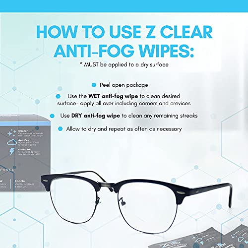 Anti-Fog Disposable lens Wipe | Easy to Use Lens Cleaner | Anti Static for Glasses | Eye glasses | Goggles | Sunglasses | Anti Reflectives | Swim Goggles | Visors | Scuba Mask | VR | Eyeglasses