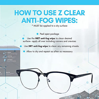 Anti-Fog Disposable lens Wipe | Easy to Use Lens Cleaner | Anti Static for Glasses | Eye glasses | Goggles | Sunglasses | Anti Reflectives | Swim Goggles | Visors | Scuba Mask | VR | Eyeglasses