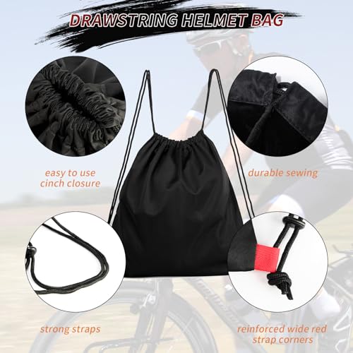 Motorcycle Helmet Bag, Drawstring Helmet Storage Bag Large Capacity For Ski Snowmobile Bicycle Welding Sports Riding Dirt Bike Motocross Cycling ATV UTV Helmet Lightweight (Black)
