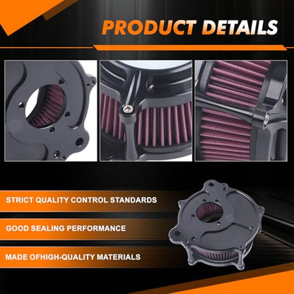 09001-0361 Air Cleaner Intake Filter System Kit CNC Black Air Cleaner Fits for Harley EVO Twin Cam Dyna Softail Fatboy