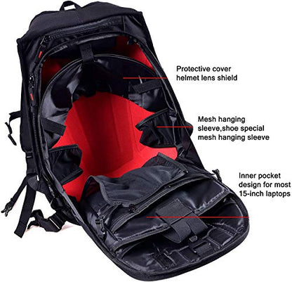 Waterproof Motorcycle Backpack With Reflective Strip Helmet Storage Stealth Holder Carbon Fiber Hard Shell Large Capacity Motocross Racing Riding Turtle Bag Expanded Capacity thickened