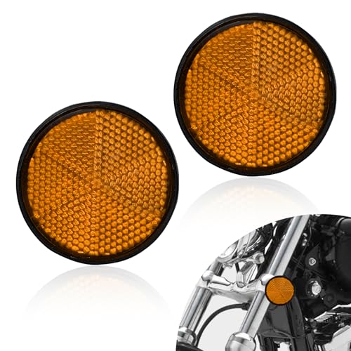 2PCS Motorcycle Warning Reflectors, Safety Reflectors, 2" Motorcycle Scooter ATV Round Reflective Accessories, M6x1.0 Plastic Screw Mount Reflective Warning for Trailer Bike Mailbox (Orange) - color: Orange