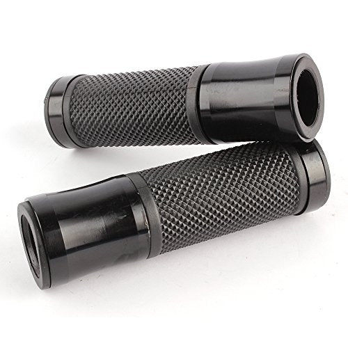 Pair of 7/8" 22mm Motorcycle CNC Aluminum Rubber Gel Hand Grips Handlebar for Sports Bike Chopper Cruiser Bike - color: Black
