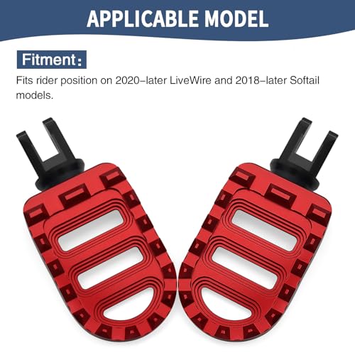 Motorcycle Foot Pegs MX Front Pegs Footrest Fit for Harley 2018-later Softail Low Rider S Breakout FXLRS Fat Bob 114 Street Bob FXBB Fat Boy Sport Glide FLSB (Red) - color: Red