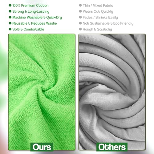 Microfiber Cleaning Cloth 12 Pack, 12x12 Inch Lint Free Streak Free Towels, Ultra Absorbent Cleaning Rags for Cars, Auto Detailing, Kitchen & Windows (12, Green) - color: Green