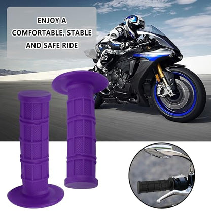2PCS Motorcycle Grips,Anti-Slip Rubber Dirt Bike Grips with 7/8" Left & 1" Right Compatible with CRF KXF,Universal Motorcycle/Bike Handlebar Grips for Women & Men (Purple) - color: Purple
