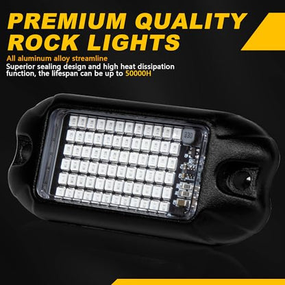 Nicoko 4Pods Pure Green LED Rock Lights 72w high Power Rock Lights Neon Underglow Light for Car Trucks ATV UTV SUV Boat Underbody Glow Trail Rig Light IP68 Waterproof - size: Pure green rock lights - 4 pack