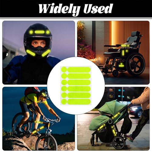 12PCS Reflective Helmet Tape, Yellow Reflective Motorcycle Helmet Decals Night Visibility Reflectiv Safety Decals Motorcycle Helmets Stickers for Motorcycles Scooters Bike Helmets