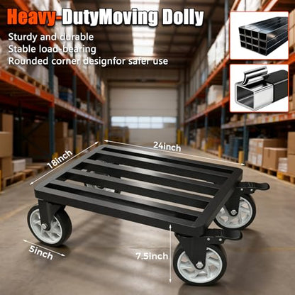 Stainless Steel Furniture Dolly, 2000lbs Capacity Heavy Duty Furniture Dolly, 5-inch Swivel casters, 24 x 18 inch Platform and Fastening Device, Safely Moving Heavy Objects - size: 24"L x 18"W Furniture Dolly