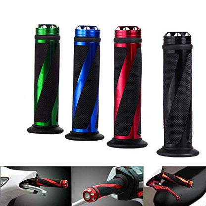 7/8" Aluminum Rubber Gel Hand Grips for Motorcycle Sports Bikes Handlebar - color: Red