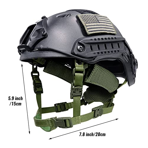 Tactical Helmet Chin Strap Adjustable Dial 4 Points Suspension System with Bolts and Screws for Tactical Fast MICH Bump Helmet Accessory - color: Green