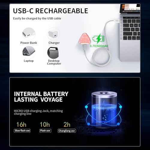 Motorcycle LED Strobe Lights with Remote Control USB Rechargeable 7 Colors Mini Flashing Light Modification Hazard Warning Lights for Outdoor Truck Car Electric Bike