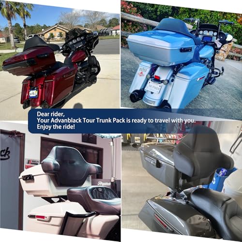 Advanblack King Tour Trunk Pack, Black Mount Bracket & Top Luggage Rack Fit for 2009-Later Harley Touring, Road Glide, Street Glide Special, Road King, Electra Glide (Black Forest) - color: Black Forest