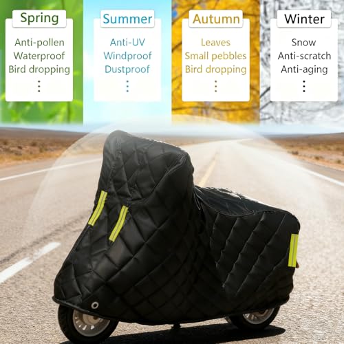 Motorcycle Cover for Izuka DPL200,Motorcycle Tarpaulin Outdoor Covers,All Season Black Waterproof Sun,with Lock Hole, Fit Street, Sport, Adventure, Cruiser MC - size: for Izuka DPL200