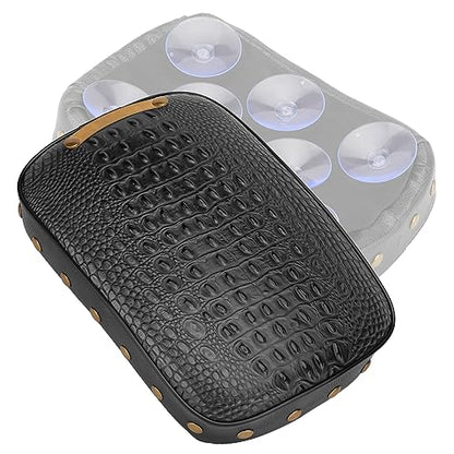 Motorcycle Rectangular Passenger Pad Seat Rear Leather Pillion Cushion 8 Suction Cup Compatible with Harley Dyna Sportster XL 883 1200 Chopper Custom - style: 8 Suction Cup-Black Crocodile Rivet