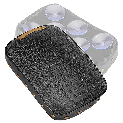Motorcycle Rectangular Passenger Pad Seat Rear Leather Pillion Cushion 8 Suction Cup Compatible with Harley Dyna Sportster XL 883 1200 Chopper Custom - style: 8 Suction Cup-Black Crocodile Rivet