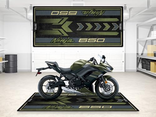 Parking Mat for Ninja 650 Series Motorcycle Models, Display and Pit Mat, Non-Slip Garage, Showroom Floor Mat, Rug (Metallic Matte Covert, Size 2: 102 x 47/260 x 120 cm) - color: Metallic Matte Covert, size: Size 2: 102 x 47 "/ 260 x 120 cm