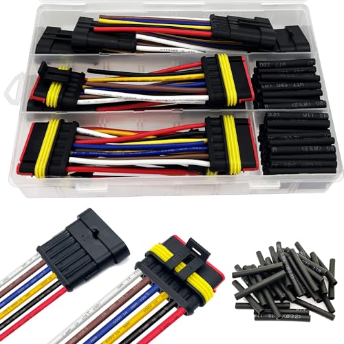 6 Kit 16 AWG 6 Pin Connector Car Waterproof Wire Connectors 6 Pin Automotive Electrical Connectors Quick Disconnect 6 Way Wire Terminal Connector Plug and Heat Shrink Tubing Kit - size: 6pin