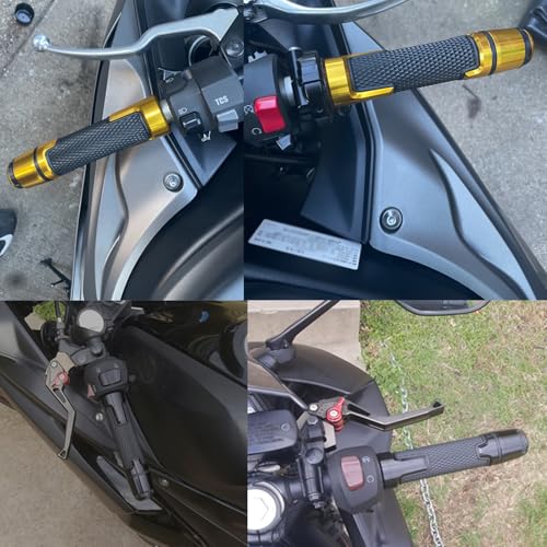 7/8'' 22mm Motorcycle CNC Aluminum Powersports Handlebar Grips with Grip Ends for YZF R1 R3 R6 R25 R15 R125 600R Gold - color: gold