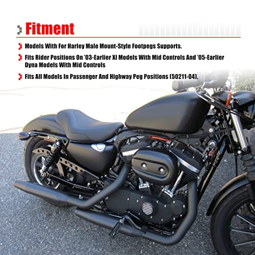 Goldfire Pair Billet CNC Aluminum Motorcycle Foot Pegs Male Mount Footpegs Footrest Compatible with Harley Dyna, Sportster, Forty Eight