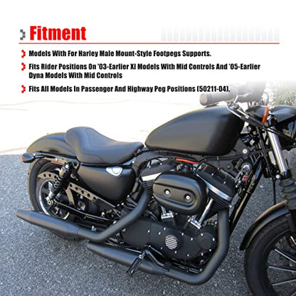 Goldfire Pair Billet CNC Aluminum Motorcycle Foot Pegs Male Mount Footpegs Footrest Compatible with Harley Dyna, Sportster, Forty Eight