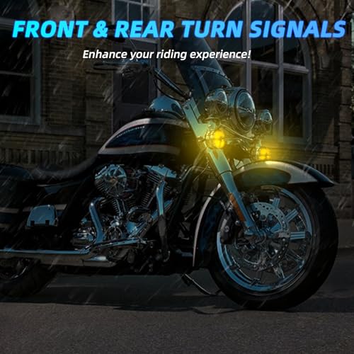 Motorcycle LED Turn Signals With 3 1/4" Clear Lens Covers 2 Pack, 1157 Dual Contact Front Rear White Amber Lights Custom Turbo Lamps Universal Fit Harley Ultra Classic Electra Glide Road King - color: 3 1/4" round Clear lenses with 1157 LED