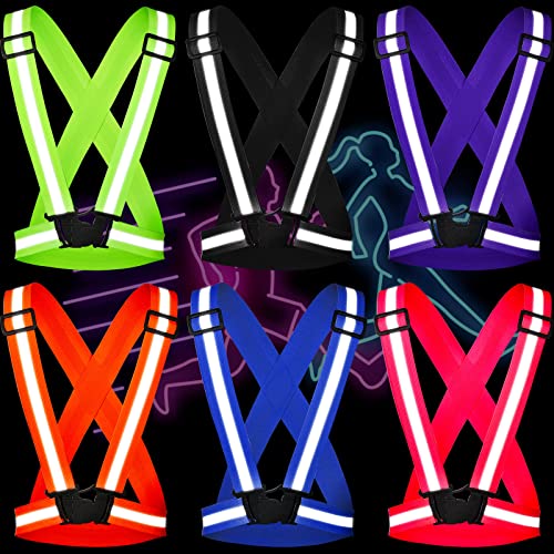 Macarrie 15 Pcs High Visible Reflective Running Vest Bulk Adjustable Safety Vest Elastic Straps Gear Night Walking Outdoor - color: Multicolor